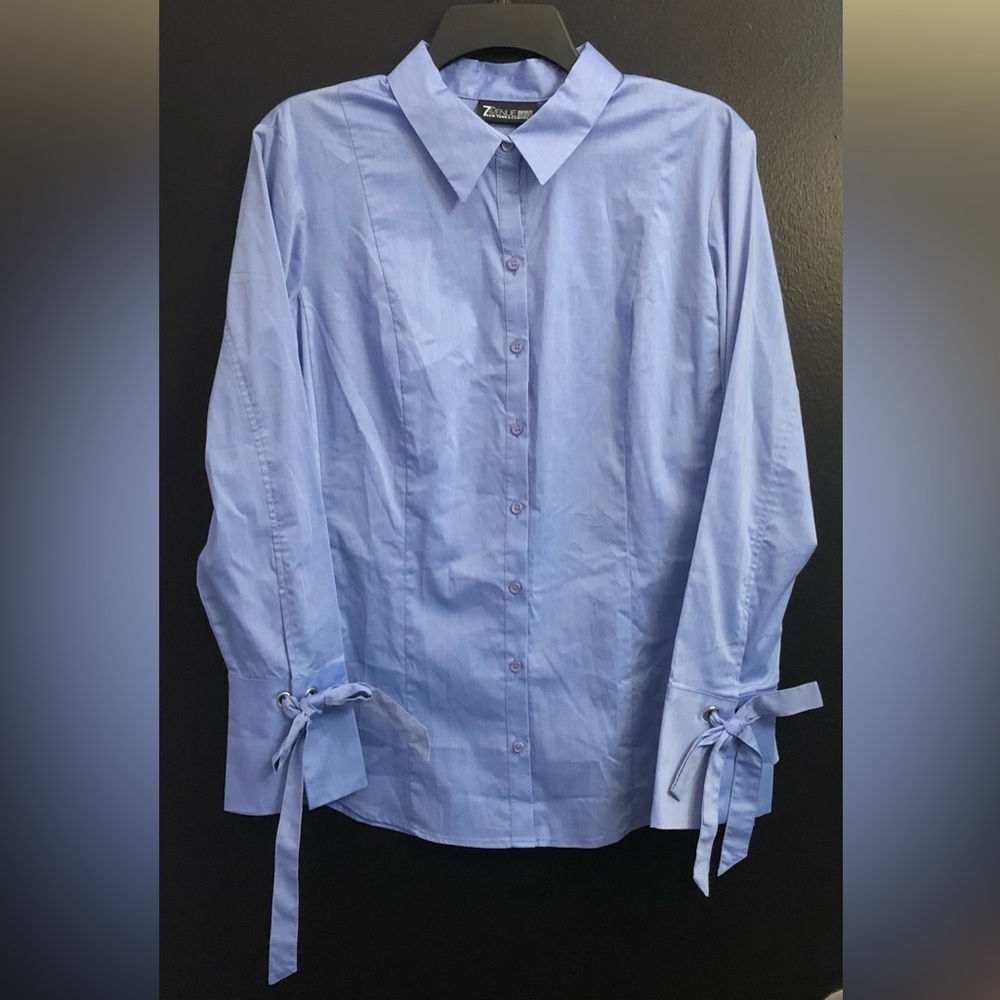 NY&C Light Blue Button-Front Shirt with Tie Cuffs